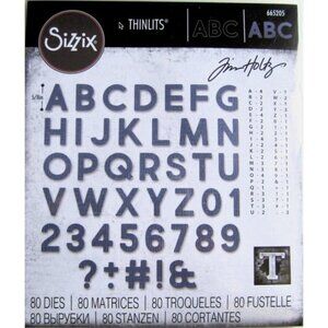 Alphanumeric Bold Alphabet Sizzix Thinlits 80 pc Die Set by Tim Holtz 665205 NEW